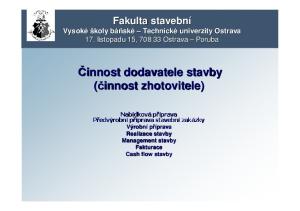 Činnost dodavatele stavby (činnost zhotovitele)