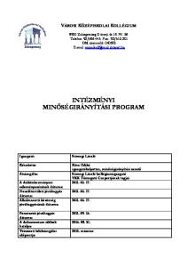 INTÉZMÉNYI MINŐSÉGIRÁNYÍTÁSI PROGRAM