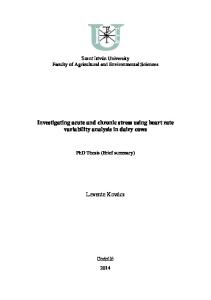 Investigating acute and chronic stress using heart rate variability analysis in dairy cows
