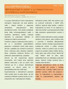 Číslo 3, 2010 EKOSPRAVODAJ. CVRV, Bratislavská cesta 122, Piešťany    vurv(at)vurv.sk, telefónne číslo: