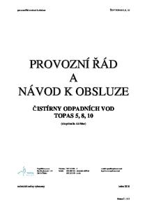 ISTÍRNY ODPADNÍCH VOD TOPAS 5, 8, 10