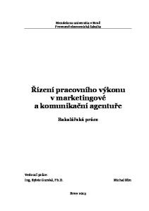 Řízení pracovního výkonu v marketingové a komunikační agentuře