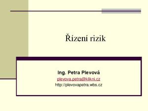 Řízení rizik. Ing. Petra Plevová