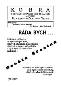 K O B R A KULTURNÍ OBČASNÍK REGIONÁLNÍCH AUTORŮ ŘÍJEN 2003 *** ROČNÍK IV.*** ČÍSLO 10