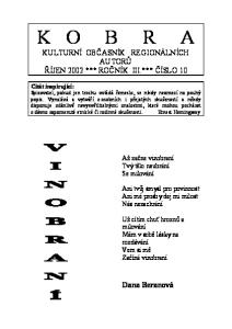 K O B R A KULTURNÍ OBČASNÍK REGIONÁLNÍCH AUTORŮ ŘÍJEN 2002 *** ROČNÍK III.*** ČÍSLO 10