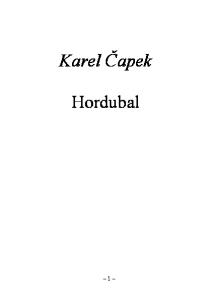 Karel Čapek. Hordubal