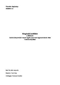 Kiegészítő melléklet a 2013.évi kettős könyvvitelt vezető egyéb szervezet egyszerűsített éves beszámolójához