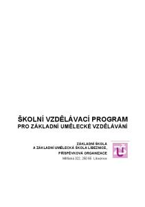 ŠKOLNÍ VZDĚLÁVACÍ PROGRAM PRO ZÁKLADNÍ UMĚLECKÉ VZDĚLÁVÁNÍ