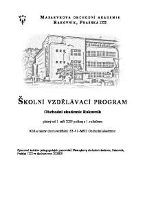 ŠKOLNÍ VZDĚLÁVACÍ PROGRAM