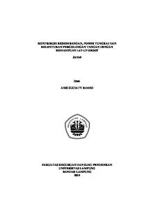 KONTRIBUSI KESEIMBANGAN, POWER TUNGKAI DAN KELENTUKAN PERGELANGAN TANGAN DENGAN KEMAMPUAN LAY-UP SHOOT. Jurnal. Oleh ANIS SUCIATY RAMIO