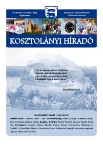 KOSZTOLÁNYI HÍRADÓ. Kosztolányi Híradó (Impresszum)