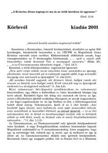 Körlevél kiadás 2001