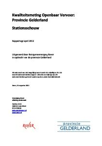 Kwaliteitsmeting Openbaar Vervoer: Provincie Gelderland Stationsschouw