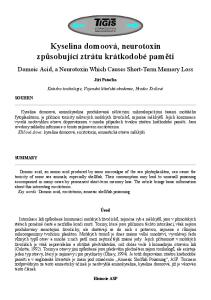 Kyselina domoová, neurotoxin způsobující ztrátu krátkodobé paměti