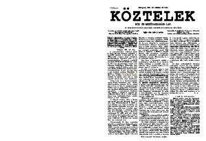 KÖZTELEK KÖZ- ÉS MEZŐGAZDASÁGI LAP. Budapest, évi október hó 3-án. Megjelen minden szerdán és szombaton. évfolyam