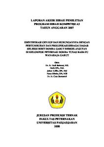 LAPORAN AKHIR HIBAH PENELITIAN PROGRAM HIBAH KOMPETISI A3 TAHUN ANGGARAN 2007