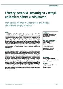 Léčebný potenciál lamotriginu v terapii epilepsie v dětství a adolescenci