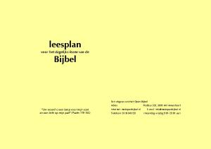 leesplan voor het dagelijks lezen van de Bijbel