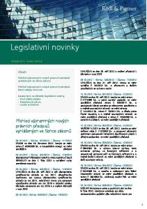 Legislativní novinky. Přehled významných nových právních předpisů. vyhlášených ve Sbírce zákonů. Obsah: listopad 2012