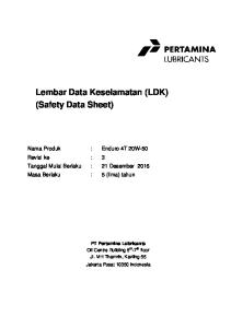 Lembar Data Keselamatan (LDK) (Safety Data Sheet)