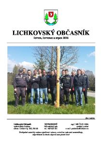 LICHKOVSKÝ OBČASNÍK. červen, červenec a srpen 2016