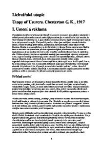 Lichvářská utopie Utopy of Usurers. Chesterton G. K., 1917 I. Umění a reklama