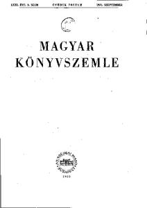 LXXI. ÉYF. 3. SZÁM ÖTÖDIK FOLYAM SZEPTEMBER MAGYAR KÖNYVSZEMLE