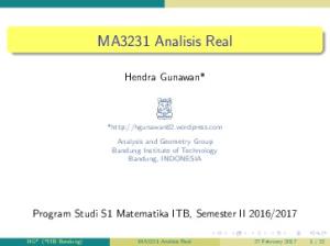 MA3231 Analisis Real