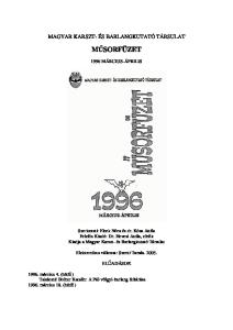 MAGYAR KARSZT- ÉS BARLANGKUTATÓ TÁRSULAT MŰSORFÜZET 1996 MÁRCIUS-ÁPRILIS