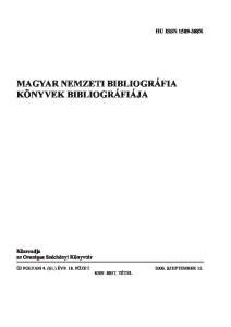 MAGYAR NEMZETI BIBLIOGRÁFIA KÖNYVEK BIBLIOGRÁFIÁJA