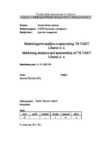 Marketingová analýza a sponzoring TS TAKT Liberec o. s. Marketing analysis and sponsorship of TS TAKT Liberec o. s