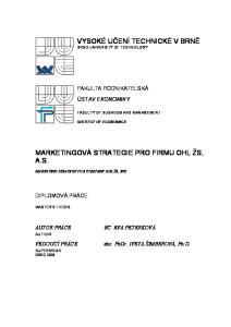 MARKETINGOVÁ STRATEGIE PRO FIRMU OHL ŽS, A.S