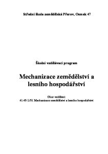 Mechanizace zemědělství a lesního hospodářství