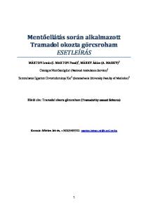 Mentőellátás során alkalmazott Tramadol okozta görcsroham ESETLEÍRÁS