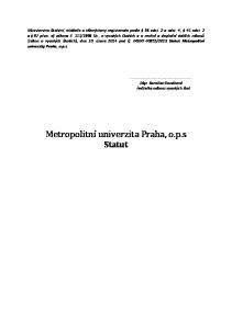 Metropolitní univerzita Praha, o.p.s Statut