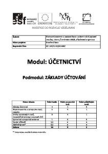 Modul: ÚČETNICTVÍ. Podmodul: ZÁKLADY ÚČTOVÁNÍ. Počet průběžných testů Základy účetnictví Majetek podniku a zdroje jeho krytí,