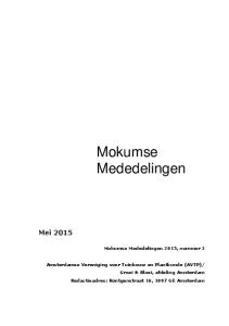 Mokumse Mededelingen. Mei Mokumse Mededelingen 2015, nummer 2