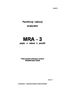 MRA - popis a návod k použití
