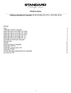 Návod k obsluze. Modely průmyslových čerpadel: SP-PP, SP-PHT, SP-CPVC, SP-PVDF, SP-SS