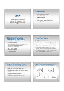 Návrh. Kroky návrhun. Základní technologická. Vstupy pro návrhn. návrhu architektury. Píklad
