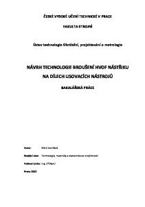 NÁVRH TECHNOLOGIE BROUŠENÍ HVOF NÁSTŘIKU NA DÍLECH LISOVACÍCH NÁSTROJŮ