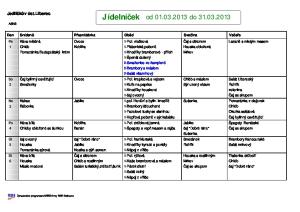 Ne Kakao Jablko 1-pol. Hovězí s bylin. knedlíč Sušenka Pomazánka z olejovek 3 Bábovka 1-Brambory šťouchané Chléb