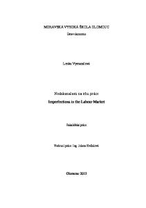 Nedokonalosti na trhu práce. Imperfections in the Labour Market