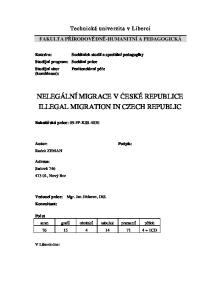 NELEGÁLNÍ MIGRACE V ČESKÉ REPUBLICE ILLEGAL MIGRATION IN CZECH REPUBLIC