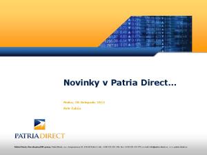 Novinky v Patria Direct