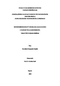 NYUGAT-MAGARORSZÁGI EGYETEM FAIPARI MÉRNÖKI KAR CZIRÁKI JÓZSEF FAANYAGTUDOMÁNY ÉS TECHNOLÓGIÁK DOKTORI ISKOLA FAFELDOLGOZÁSI TECHNOLÓGIÁK ALPROGRAM