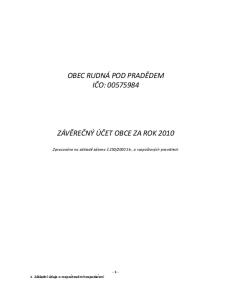 OBEC RUDNÁ POD PRADĚDEM IČO: ZÁVĚREČNÝ ÚČET OBCE ZA ROK 2010