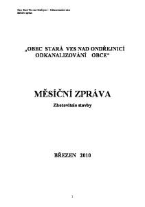 OBEC STARÁ VES NAD ONDŘEJNICÍ ODKANALIZOVÁNÍ OBCE