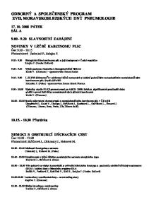 ODBORNÝ A SPOLEČENSKÝ PROGRAM XVII. MORAVSKOSLEZSKÝCH DNŮ PNEUMOLOGIE