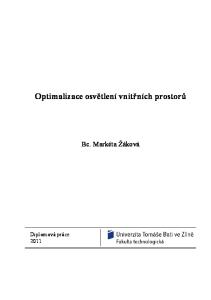 Optimalizace osvětlení vnitřních prostorů. Bc. Markéta Žáková